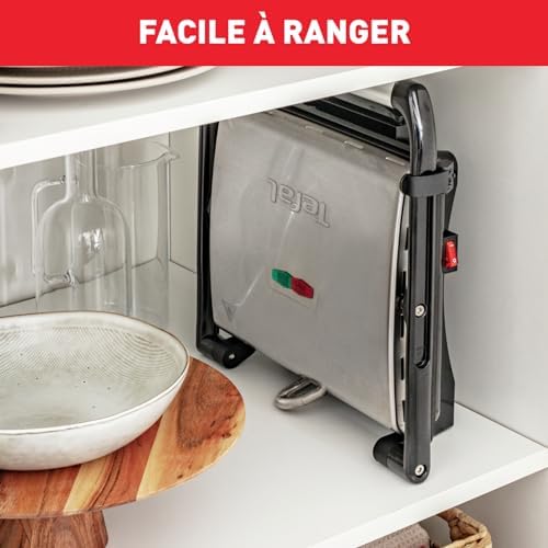 Tefal Gril Viande Panini Multifonction 2000 W Rangement Vertical GC241D12 Noir/Argent – Image 7